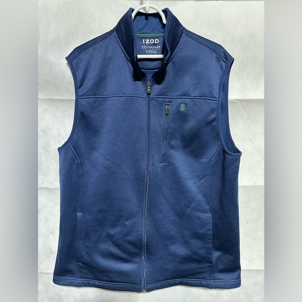 Izod Men’s L Advantage Performance Natural Stretch Fleece Lined Vest Navy Blue